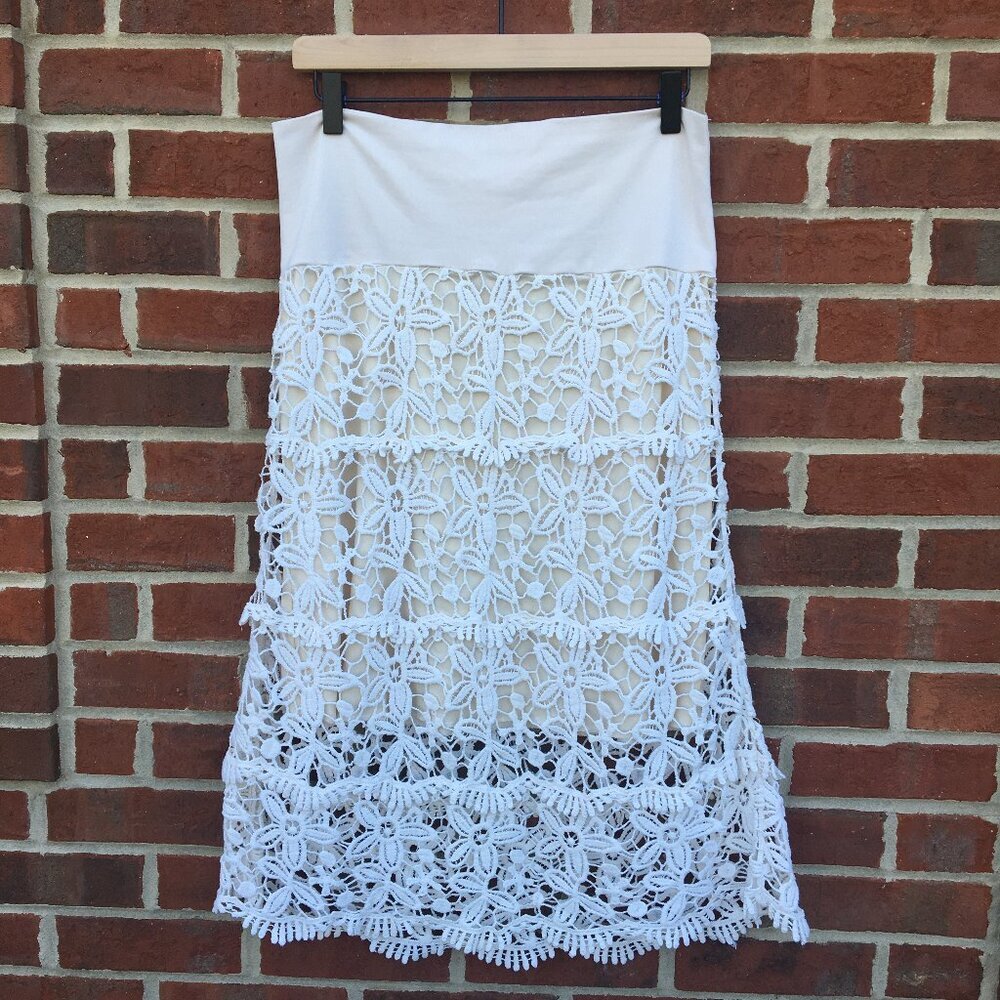Solitaire Lace Crochet Skirt Large Ivory Boho Chic Romantic Feminine Cottagecore
